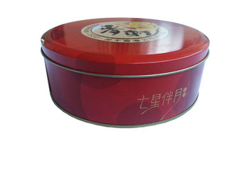 China Cylinder Tin Cookie Boxes , Red Metal Tin Containers For Coffee supplier