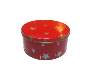 China Cylindroid Popcorn Tin Cookie Containers With Red Cover / Lid supplier