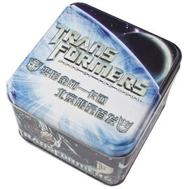China Painted Transformer Empty Gift Tin Box , 88x88x65mm ,Square Tin Container supplier