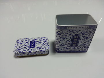 China Tinplate Tin Tea Canisters With Blue and white porcelain Tin plate supplier
