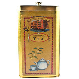 China Square Golden Tin Tea Canisters Tin Can For Tea / Coffee Packaging supplier