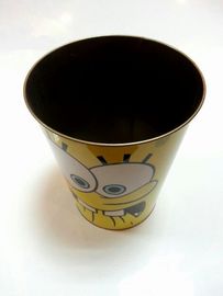 China Printed Cartoon Metal Tin Bucket Waste Bin For Rubbish / Garbage Storage supplier