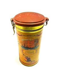 China Coffee Tin Tea Canister With Plastic Lid , Thickness 0.23mm Colden Color supplier