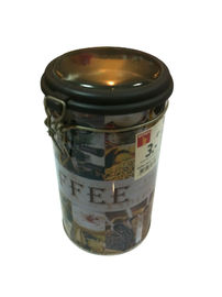 China Cylindroid Black Tin Tea Canisters For Coffe / Candy / Powder supplier