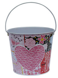 China Recyclable Printed Metal Tin Bucket With Handle , 133 x 103 x 115mm supplier