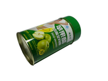 China Metal Tin Food Packaging Container Green Round With Lid / Cover supplier