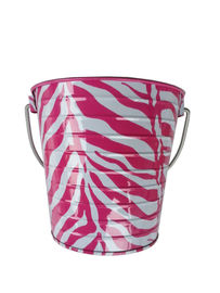 China Metal Pail 5 x 5.6&quot; Zebra Printed Tin Metal Bucket With Handle supplier