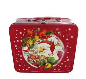 China LOGO Printing Rectangle Metal Tin Lunch Box With Christmas Artwork supplier