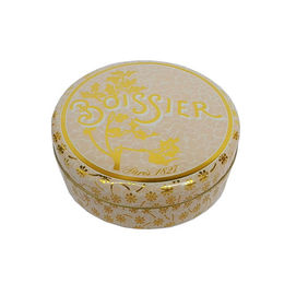 China Gold Flower Print Metal Tin Containers With Round Shape Dia 80mmx25mm supplier