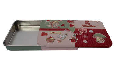China OEM Rectangle Sliding Tin Candy Containers With Green Tea Flavor supplier