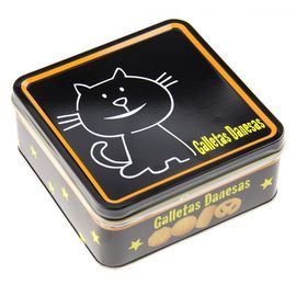 China Galletas Danesas Tin Cookie Containers Black Color Printed Box 0.23 mm Thickness supplier