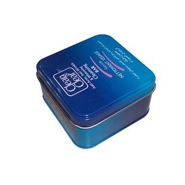 China Spot Blue Color Printed Square Tin Containers With Customized Design supplier