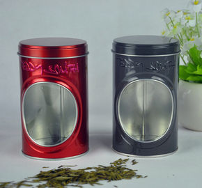 China Display Food Grade Tin Containers With Window And Embossing On Box Body supplier