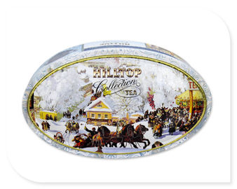China Oval Tea Tin Canister With Inner Golden Color Metal Box Custom Print Accepted supplier