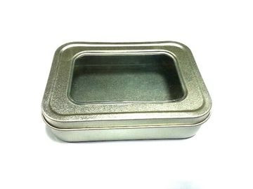 China Small Silver Plain Mini Tin Can With PVC Clear Window On The Lid supplier