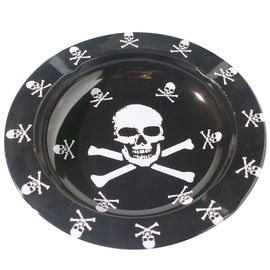 China Printed Round Black Metal Tin Plate Serving Tray For Food / Water supplier