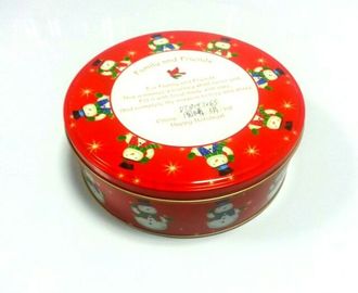 China Cylinder Tin Cookie Container For Christmas Holiday With Lable On Bottom supplier