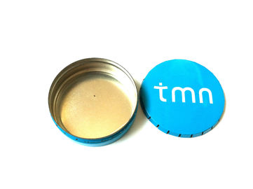 China Blue Metal Food Grade Tin Containers , Click Clark Metal Box For Mints Packaging supplier