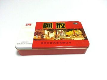 China Red Printed Square Tin Containers With Cover / Lid , Thickness 0.23mm supplier