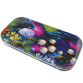China Painted Square Pencil Tin Box Canister For Eraser / Pen / Knife supplier