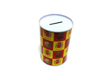 China Metal Piggy Round Tin Coin Box Containers Tin Can For Coin Saving , Money Storage supplier
