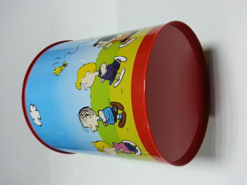 China Metal Tin Plate Trash Can Container Colorful Embossing / Glossy Lamination supplier
