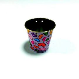 China Cute Painted Metal Tin Bucket With Handle For Spices / Popcorn supplier