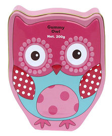 China Gummy Owl Tin Container With Embossment , Food Grade Metal Box ,Looks Awesome and Vivid ,Spot Color Printing and Vanish supplier