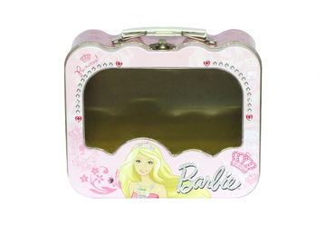 China Metal Lunch Tin Container With PET Window And Handle , Gift Canister supplier
