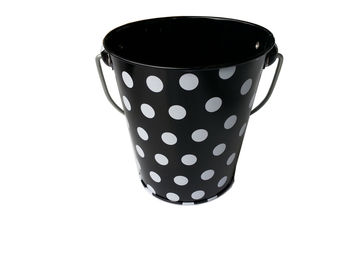 China Black Metal Tin Bucket Tinplate 0.2 - 0.35mm With White Dots supplier