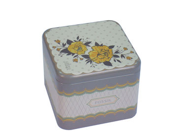 China Fossil Promotional Tin Cans Square With Booklet Paper Inside supplier
