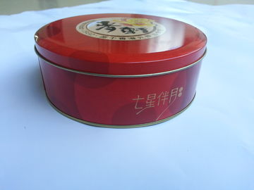 Cylinder Tin Cookie Boxes , Red Metal Tin Containers For Coffee supplier