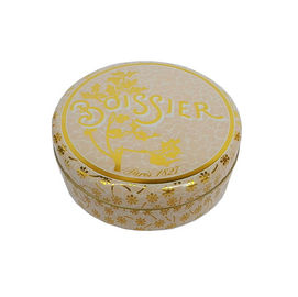 Gold Flower Print Metal Tin Containers With Round Shape Dia 80mmx25mm supplier