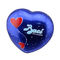 Baci Chocolate Tin Box Heart Shaped Metal Can With Base Blue Color supplier