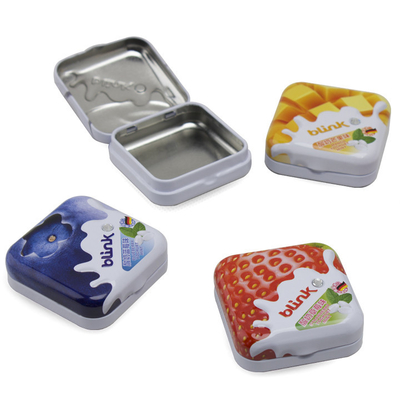 Small Square Tin Box with Lid Printed Metal Storage Boxes for Mints Tin Food Containers supplier