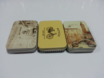 Mini Tin Can For Cards Packaging / Colorful Cellphone Tinplate Case ,Tin Container supplier