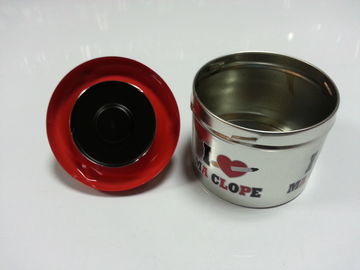 Metal Plate Ashtray Round Tin Container With Handle , 0.23 To 0.25 Mm Thickness supplier