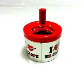 Metal Plate Ashtray Round Tin Container With Handle , 0.23 To 0.25 Mm Thickness supplier