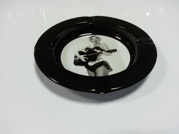 Printed Round Black Metal Tin Plate Serving Tray For Food / Water supplier