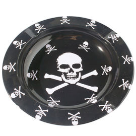 Printed Round Black Metal Tin Plate Serving Tray For Food / Water supplier