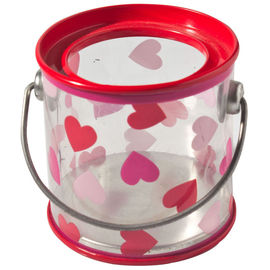 Plastic Tin Candy Containers PVC Tin Box With Transparent Body / Food Storage supplier