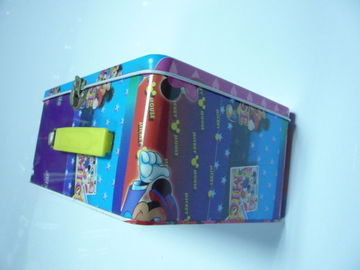 PVC Window Metal Tin Lunch Box Cartoon Colorful Hinge With Handle supplier