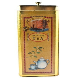 Square Golden Tin Tea Canisters Tin Can For Tea / Coffee Packaging supplier