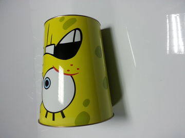 Printed Cartoon Metal Tin Bucket Waste Bin For Rubbish / Garbage Storage supplier