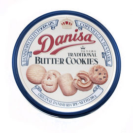 Embossed Butter Tin Cookie Containers Round Dia 198mm x 70mm supplier