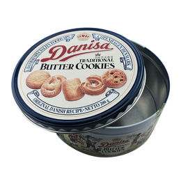 Embossed Butter Tin Cookie Containers Round Dia 198mm x 70mm supplier