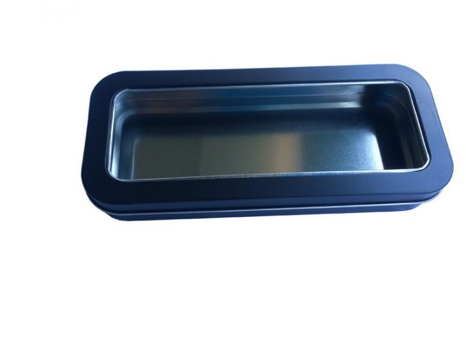 Silver Inside Food Grade Tin Containers With Transparent Window On Lid