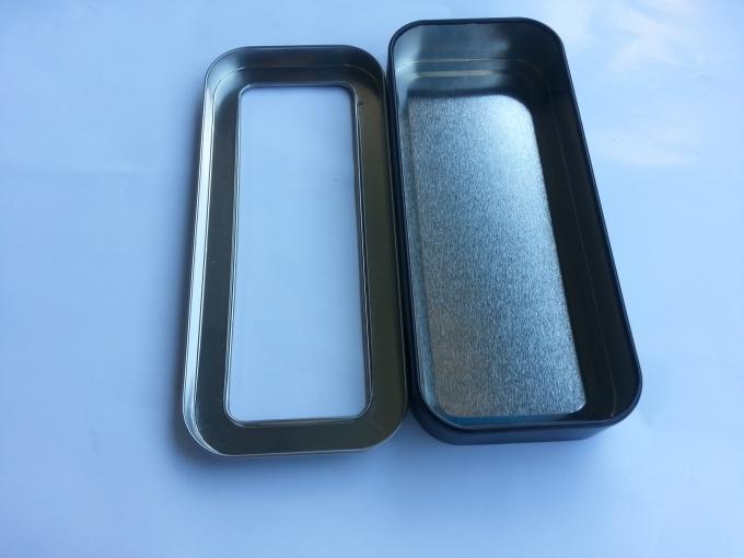 Silver Inside Food Grade Tin Containers With Transparent Window On Lid