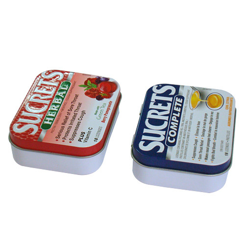 SUCRETS Candy Tin Container , Small Mints Box With Embossing On Lid